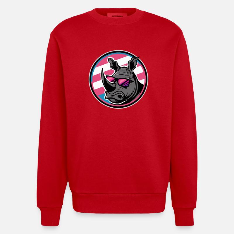 Rhino Cool Comic - Heavyweight Oversized Organic Crew Neck Made in EU - red