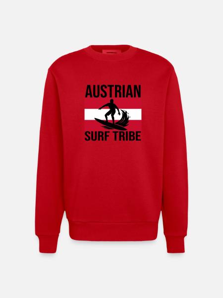 Austrian Surf Tribe Surf Shirt - Heavyweight Oversized Organic Crew Neck Made in EU - red