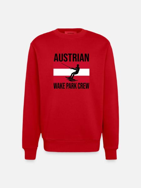 Austrian Wake Crew Wakeboard Shirt - Heavyweight Oversized Organic Crew Neck Made in EU - red