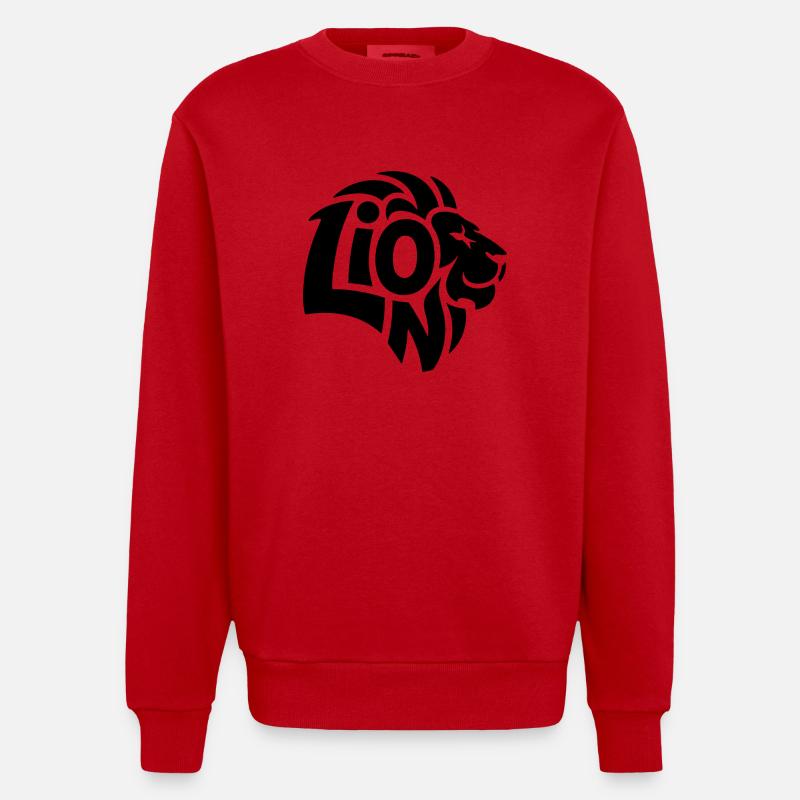 Löwe - Cooles Löwen-Logo - Heavyweight Oversized Organic Crew Neck Made in EU - Rot