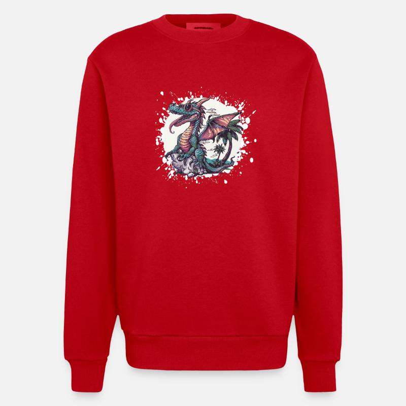 Vacances d’été du Dragon - Sweat bio épais oversize fabriqué en UE - rouge