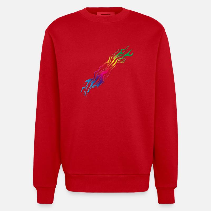 Regenbogen / Rainbow - Heavyweight Oversized Organic Crew Neck Made in EU - Rot