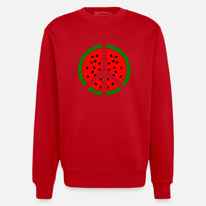 Wassermelone peace symbol - Heavyweight Oversized Organic Crew Neck Made in EU - Rot