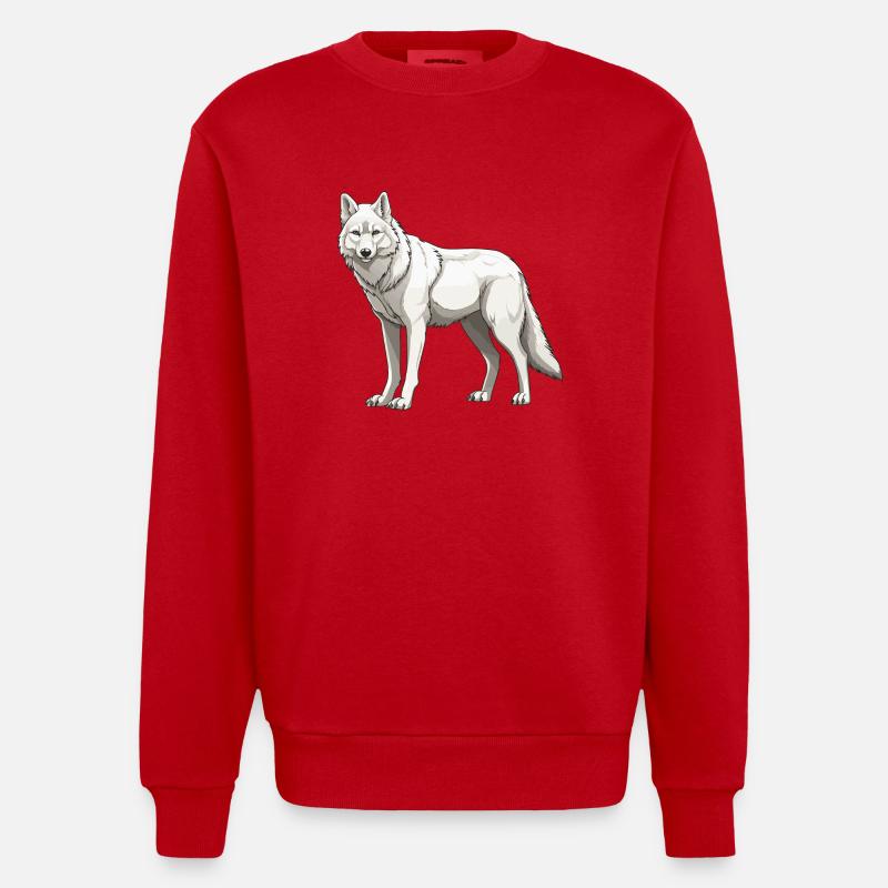 Wolf Tier - Heavyweight Oversized Organic Crew Neck Made in EU - Rot