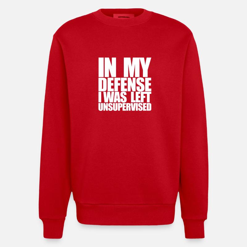 I Was Left Unsupervised - Heavyweight Oversized Organic Crew Neck Made in EU - red