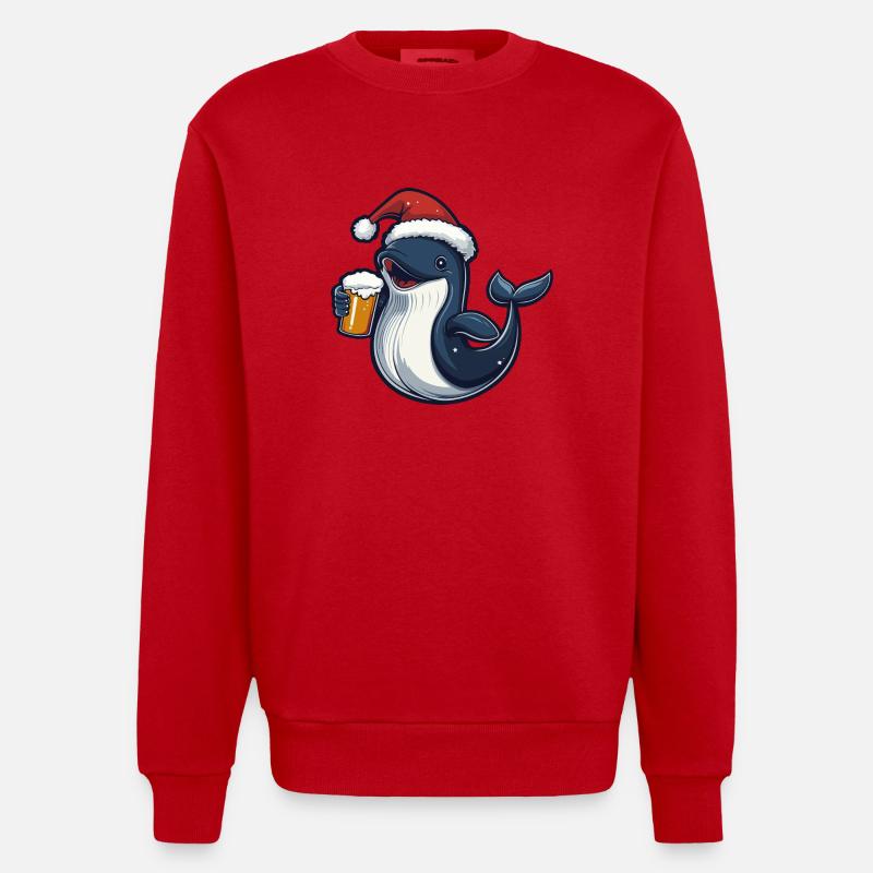 Bière de Noël Baleine - Sweat bio épais oversize fabriqué en UE - rouge