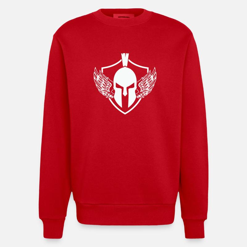 Écusson du casque Sparte - Sweat bio épais oversize fabriqué en UE - rouge