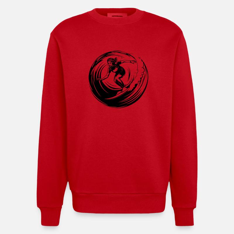 Silhouette de surfeur Surf - Sweat bio épais oversize fabriqué en UE - rouge