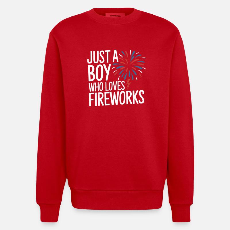 Pyrotechnics Fireworks Pyrotechnics - Heavyweight Oversized Organic Crew Neck Made in EU - red