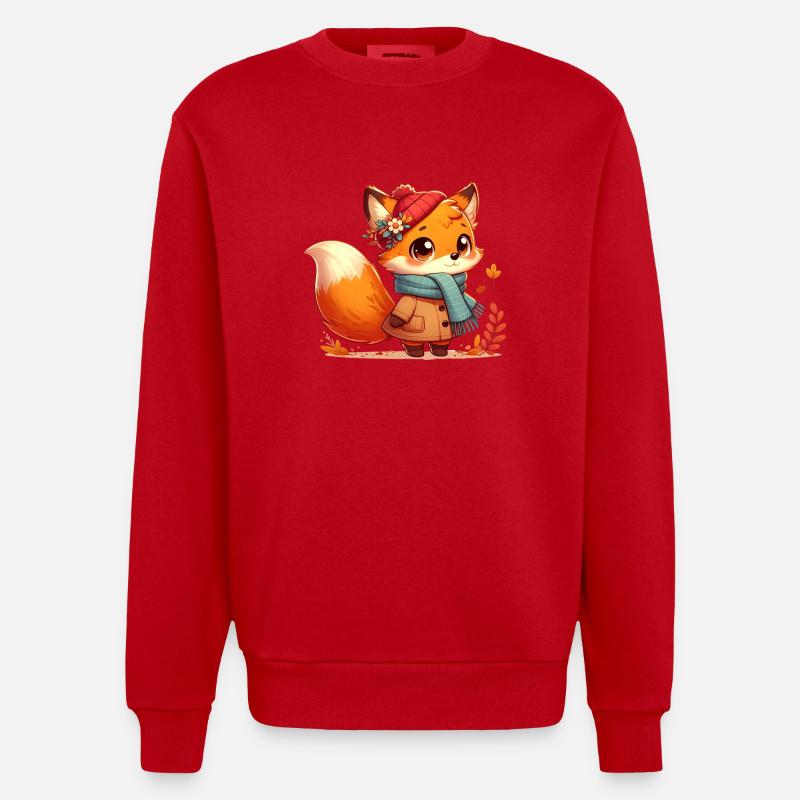 Fuchs Herbst 4 - Heavyweight Oversized Organic Crew Neck Made in EU - Rot