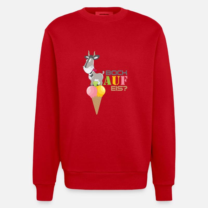 Bock auf Eis. - Heavyweight Oversized Organic Crew Neck Made in EU - Rot