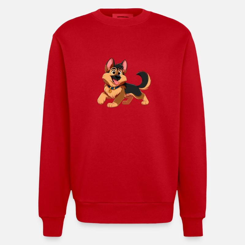 German Shepherd 2 - Heavyweight Oversized Organic Crew Neck Made in EU - red