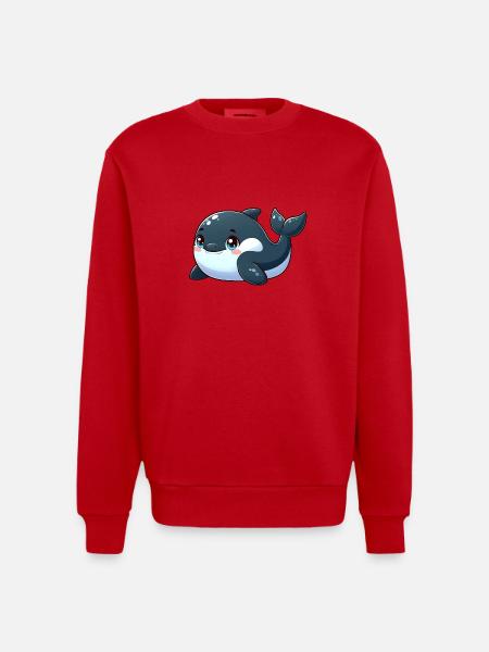 killer whale - Heavyweight Oversized Organic Crew Neck Made in EU - red