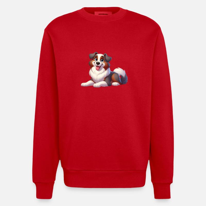 Australischer Schäferhund 2 - Heavyweight Oversized Organic Crew Neck Made in EU - Rot
