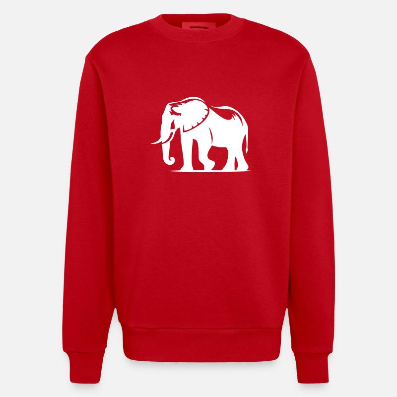 Grande silhouette d’éléphant avec défenses - Sweat bio épais oversize fabriqué en UE - rouge