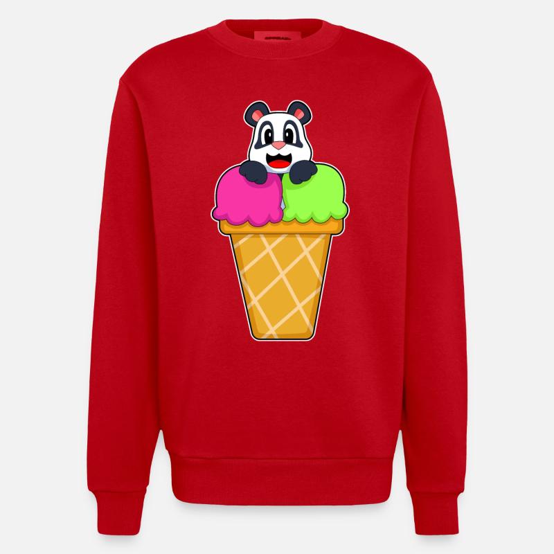Crème glacée Panda Waffle - Sweat bio épais oversize fabriqué en UE - rouge