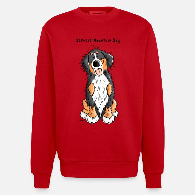 Berner Sennenhund mach Sitz - Heavyweight Oversized Organic Crew Neck Made in EU - Rot