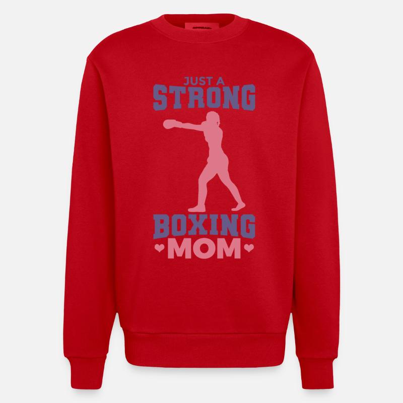 Juste une maman boxeuse forte - Sweat bio épais oversize fabriqué en UE - rouge