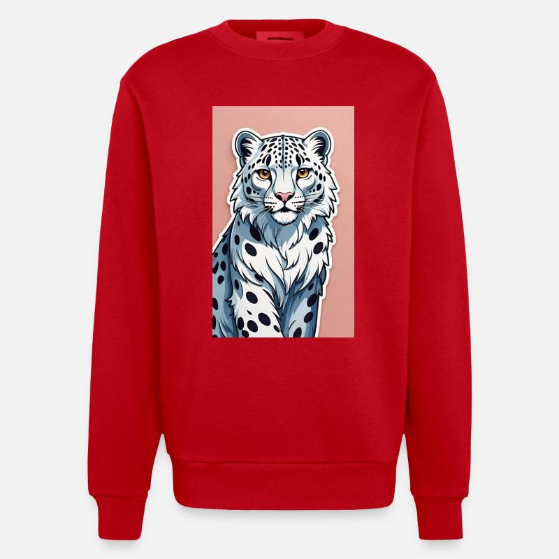 Snow Leopard | Leopard | Predator - Heavyweight Oversized Organic Crew Neck Made in EU - red