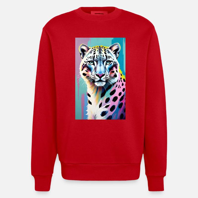 Snow Leopard | Leopard | Predator - Heavyweight Oversized Organic Crew Neck Made in EU - red