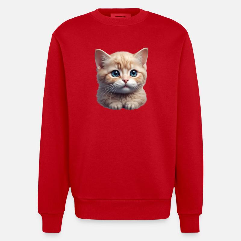 Süßes, kleines Kätzchen - Heavyweight Oversized Organic Crew Neck Made in EU - Rot
