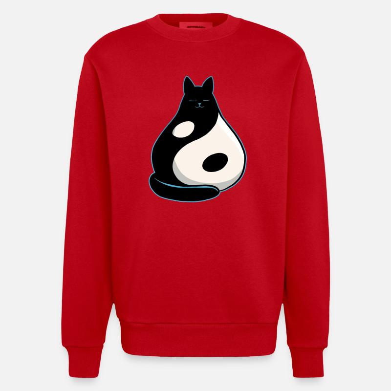 Chat YinYang - Sweat bio épais oversize fabriqué en UE - rouge