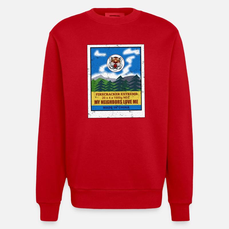 Firecracker Ham - Heavyweight Oversized Organic Crew Neck Made in EU - red