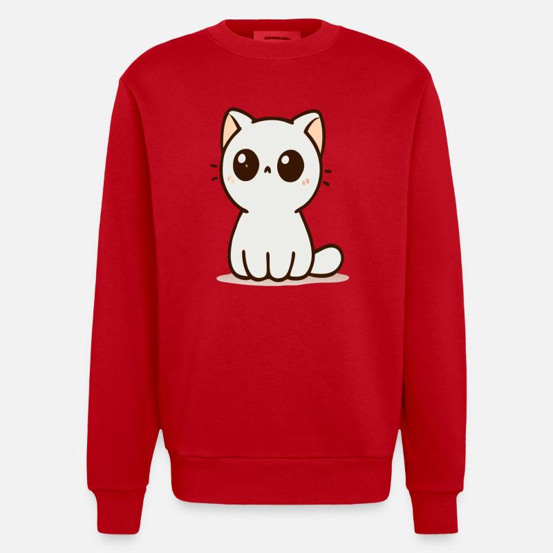 Chat - Sweat bio épais oversize fabriqué en UE - rouge