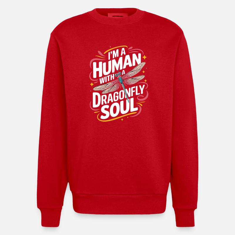 Libellule Libellules Insectes Nature - Sweat bio épais oversize fabriqué en UE - rouge