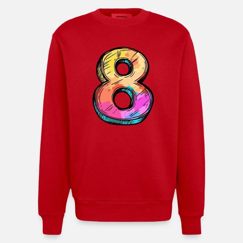 Bande dessinée à 8 chiffres - Sweat bio épais oversize fabriqué en UE - rouge