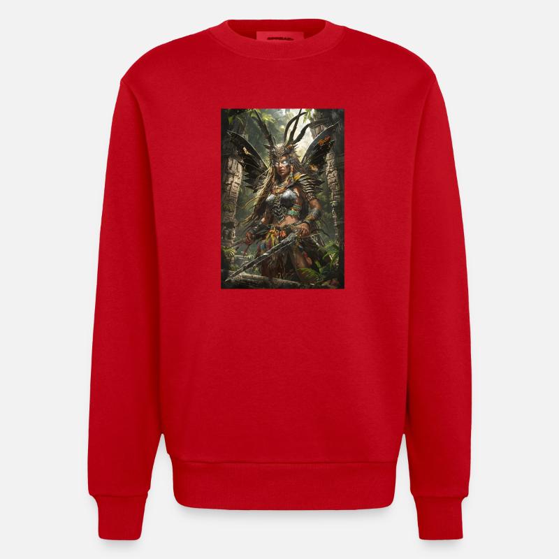 Warrior Mythology Myth Gift - Heavyweight Oversized Organic Crew Neck Made in EU - red