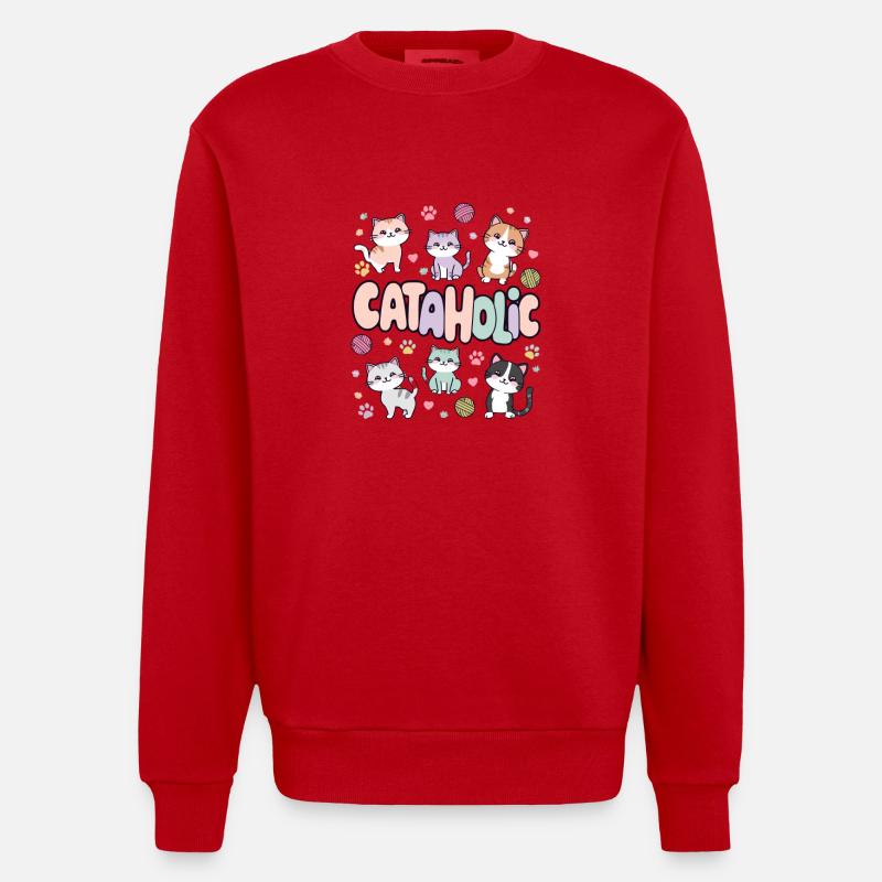 Chat Chaton Cadeau BD - Sweat bio épais oversize fabriqué en UE - rouge