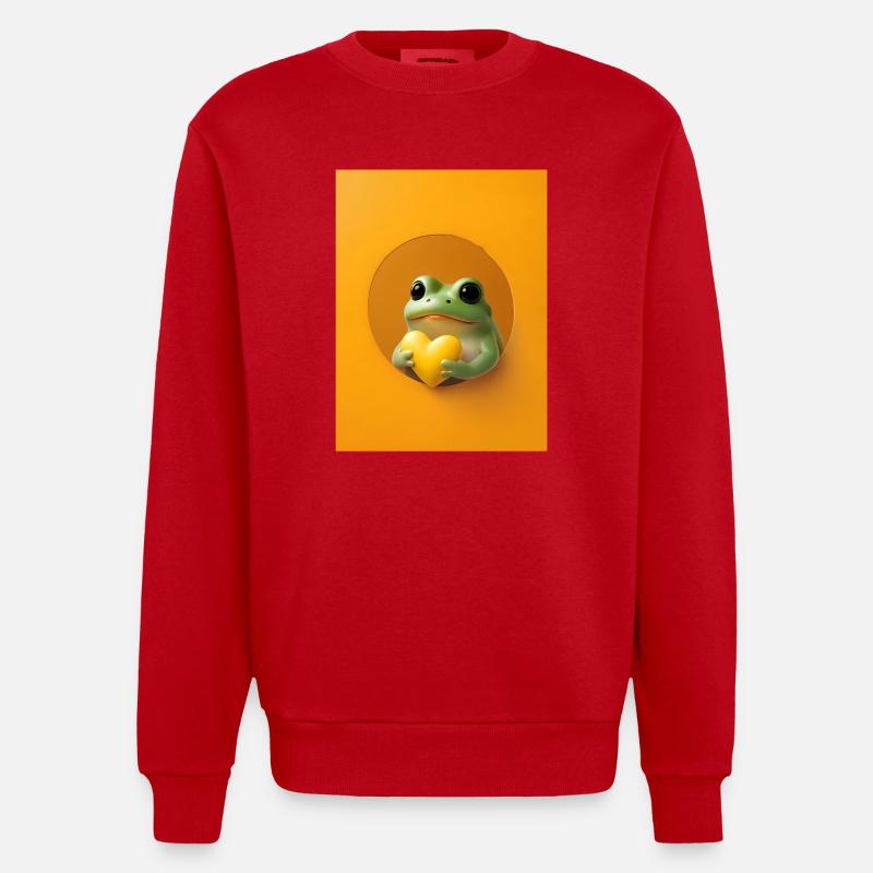 Frosch Herz niedlich Geschenk - Heavyweight Oversized Organic Crew Neck Made in EU - Rot