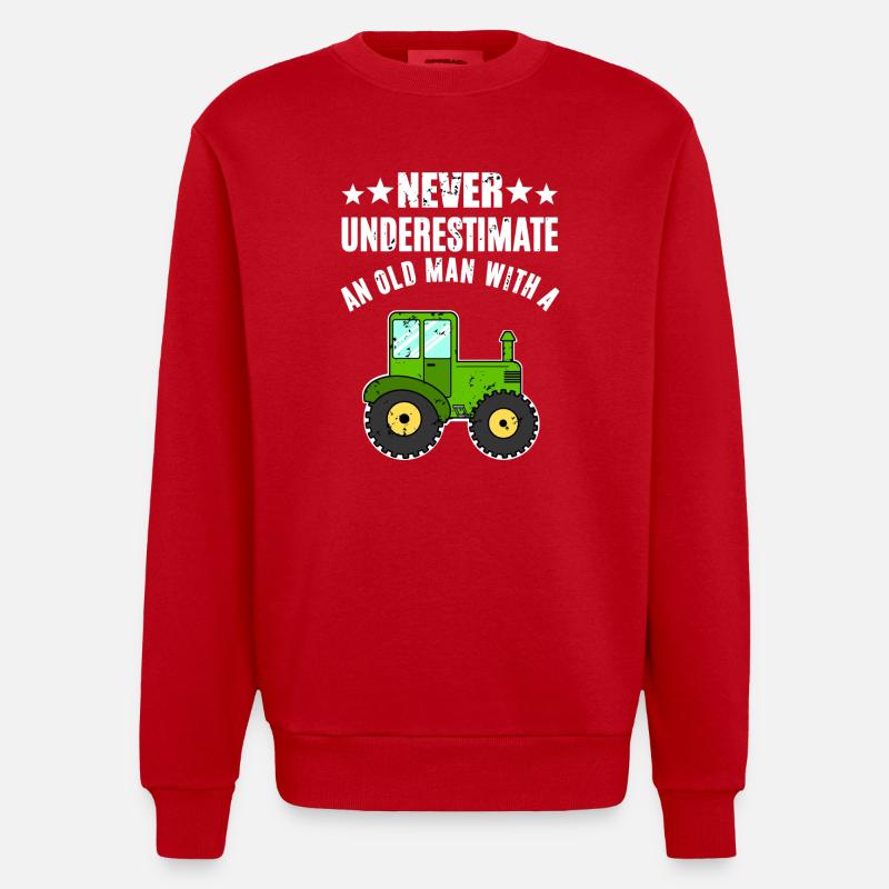 Never Underestimate Traktor - Heavyweight Oversized Organic Crew Neck Made in EU - Rot
