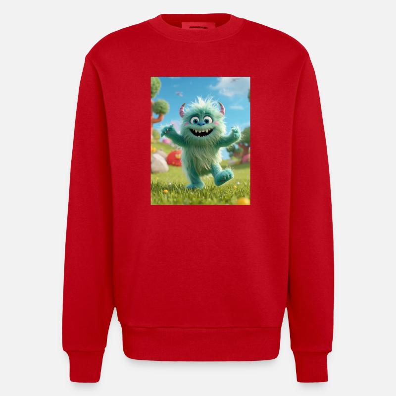 Fluzzle das süße Monster - Heavyweight Oversized Organic Crew Neck Made in EU - Rot