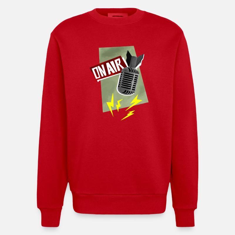 Microphone - diffusion en direct - Sweat bio épais oversize fabriqué en UE - rouge