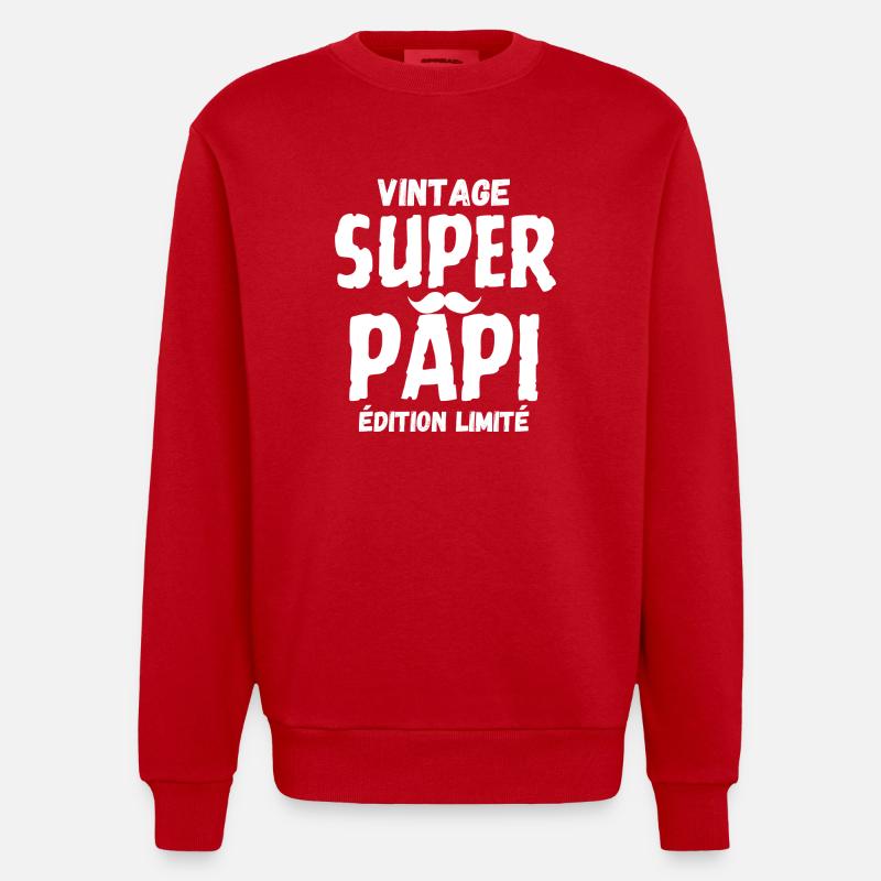 SUPER PAPI - Sweat bio épais oversize fabriqué en UE - rouge