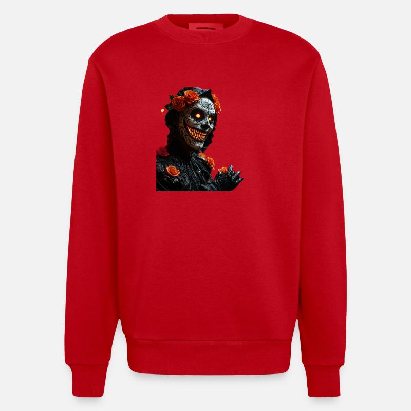 Halloween-Menion mit funkelnden Lichtern - Heavyweight Oversized Organic Crew Neck Made in EU - Rot