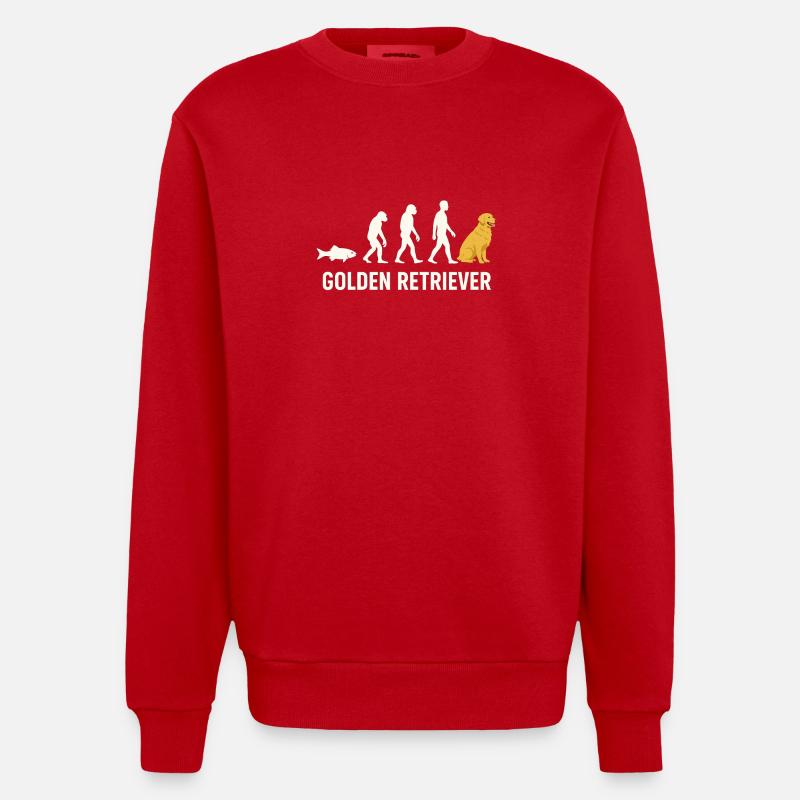 Evolution du Golden Retriever - Sweat bio épais oversize fabriqué en UE - rouge
