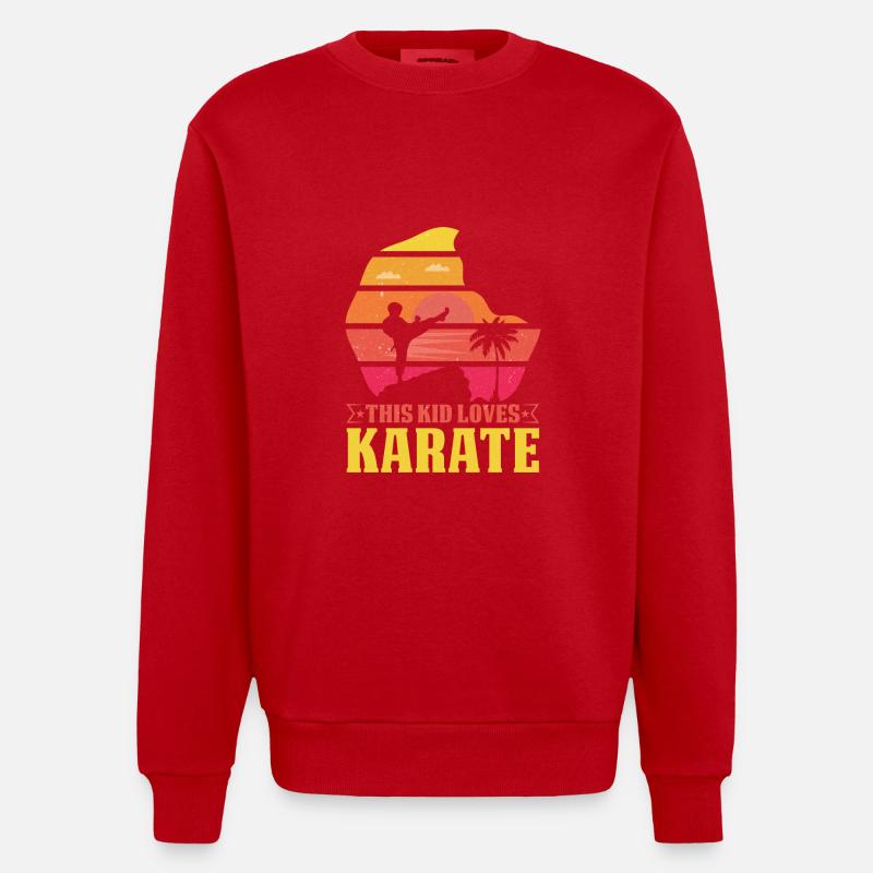 Ce gamin aime le karaté - Sweat bio épais oversize fabriqué en UE - rouge