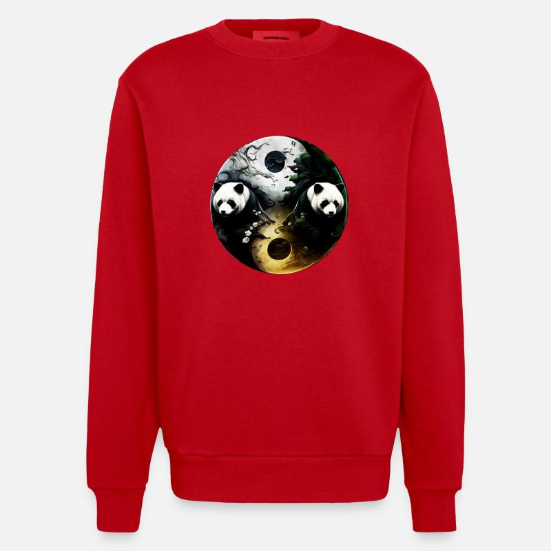 Yin Yang Panda - Sweat bio épais oversize fabriqué en UE - rouge