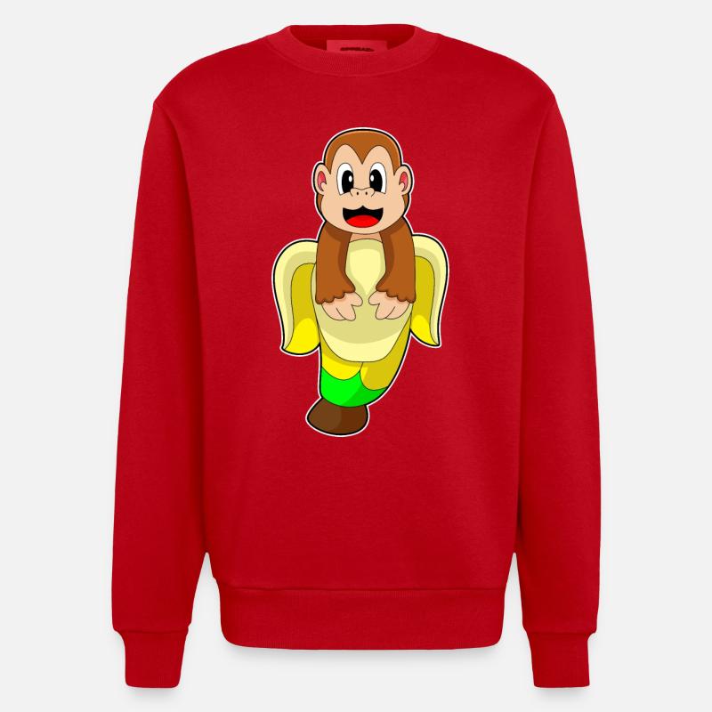 Singe Banane - Sweat bio épais oversize fabriqué en UE - rouge