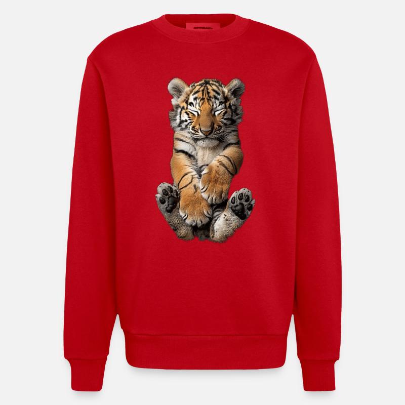 Tigre - Sweat bio épais oversize fabriqué en UE - rouge