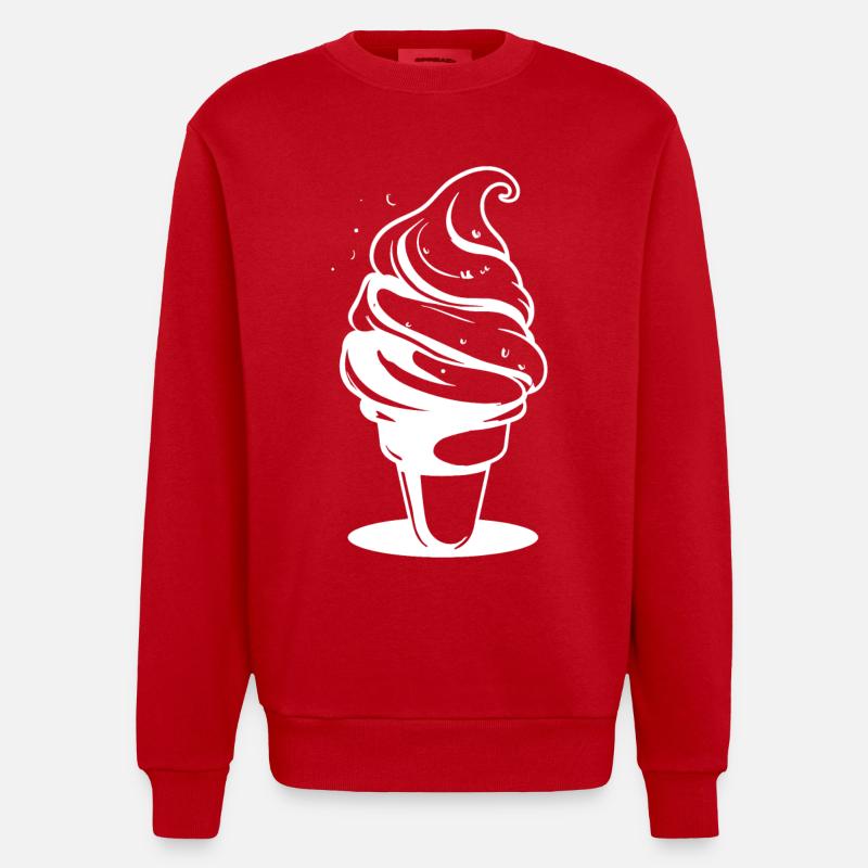 Dessin de crème glacée molle - Sweat bio épais oversize fabriqué en UE - rouge