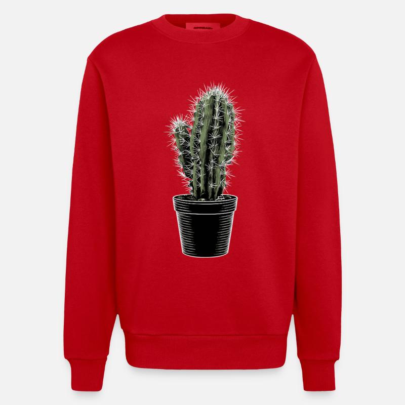 Cactus dans un pot noir - Sweat bio épais oversize fabriqué en UE - rouge