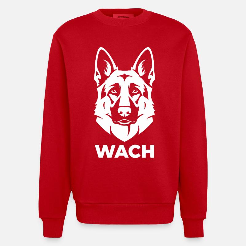 Wachhund Silhouette Schäferhund - Heavyweight Oversized Organic Crew Neck Made in EU - Rot