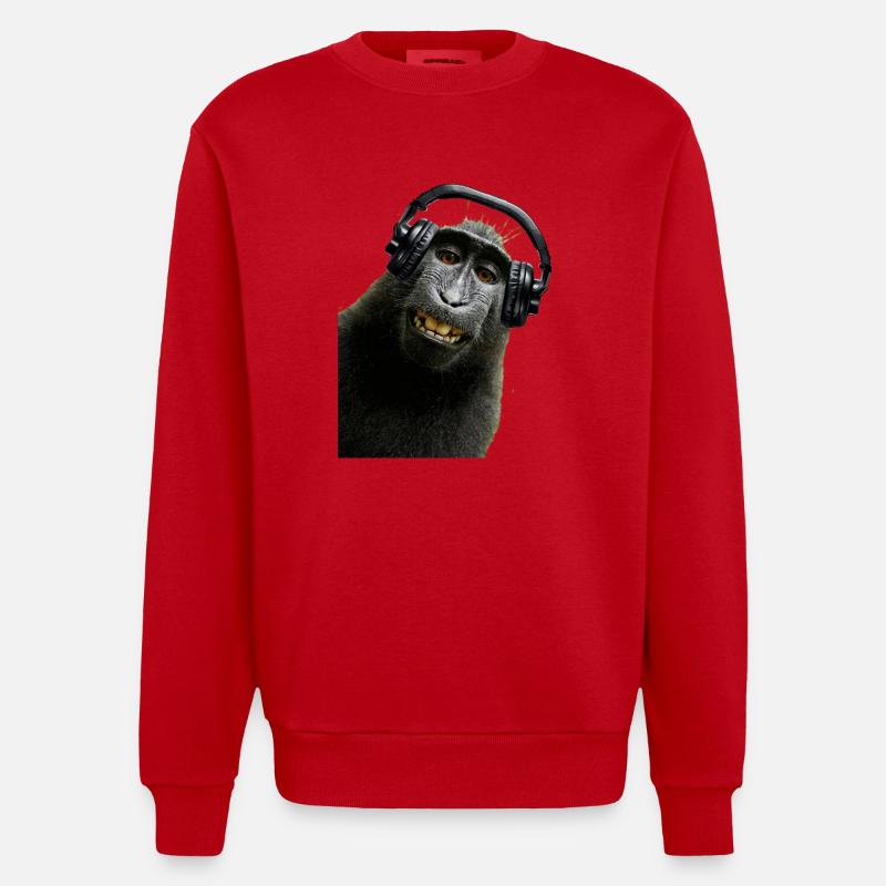 Hemd Monkey Music von Custom - Heavyweight Oversized Organic Crew Neck Made in EU - Rot