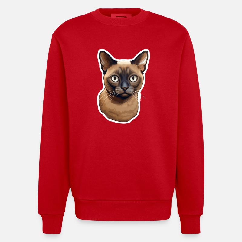 Chat birman - Sweat bio épais oversize fabriqué en UE - rouge