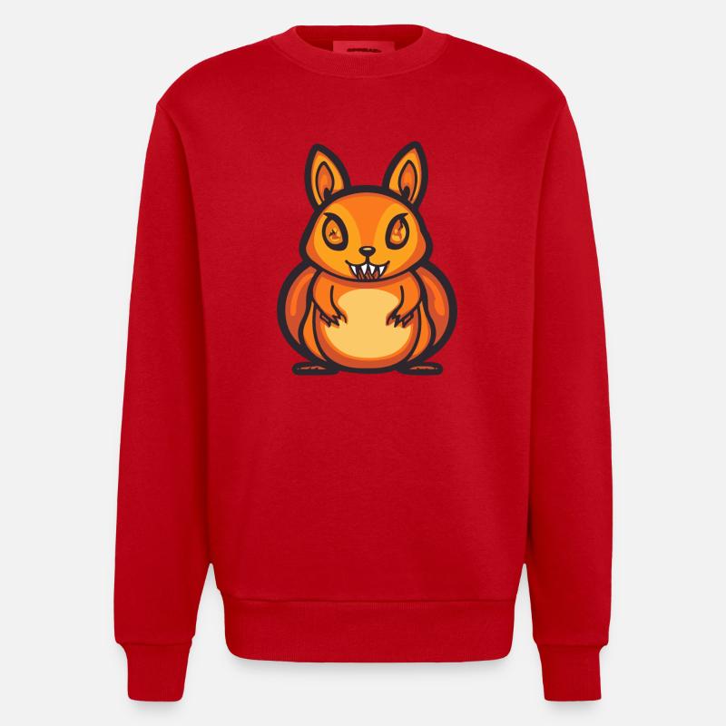 Eichhörnchen Halloween Comic Lustig - Heavyweight Oversized Organic Crew Neck Made in EU - Rot