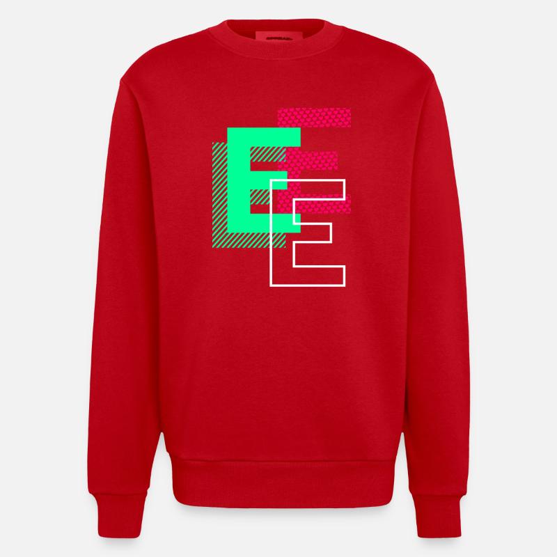Anfangsbuchstabe E Design Geschenk - Heavyweight Oversized Organic Crew Neck Made in EU - Rot